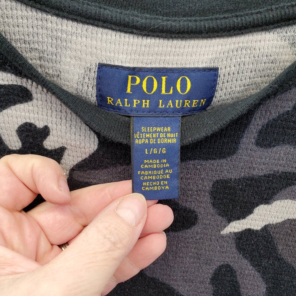 Polo Ralph Lauren Men's Black Camouflage Sleepwear Top Shirt Large - Picture 3 of 7